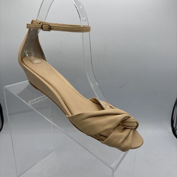 Lauren Ralph Lauren Mireya Leather low Sandals size 7b Ankle Strap Knot open toe - Picture 1 of 11